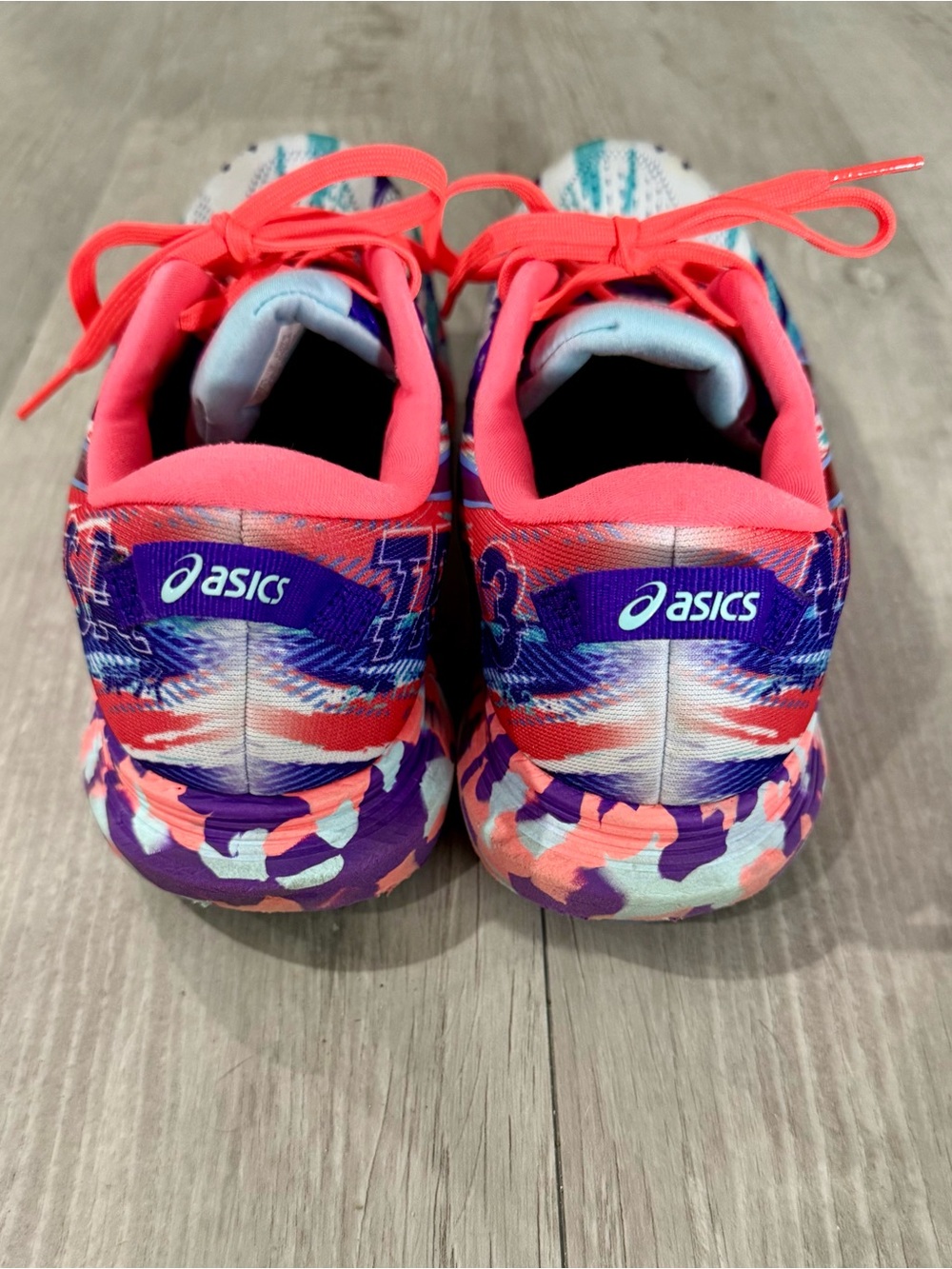 ASICS Noosa Tri 13 Women’s Coral and Purple Athletic Running Shoes - Picture 2 of 6